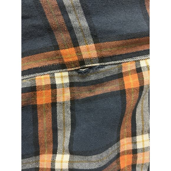 Outdoor Life Sherpa Lined Flannel Shirt Jacket Blue And Orange Plaid Pattern - Picture 5 of 6